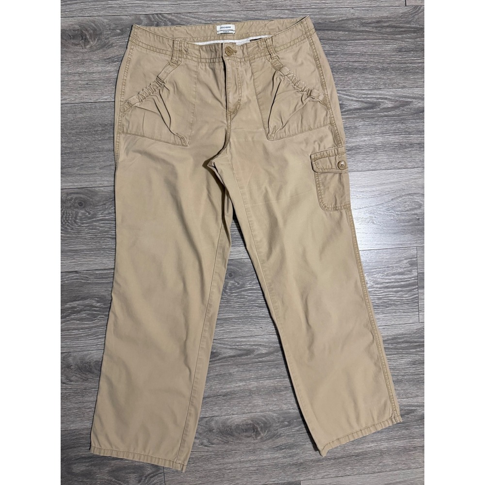 Vintage Dockers Womens Size 8 M Khaki Cargo Pants Favorite Fit Straight Leg Tan